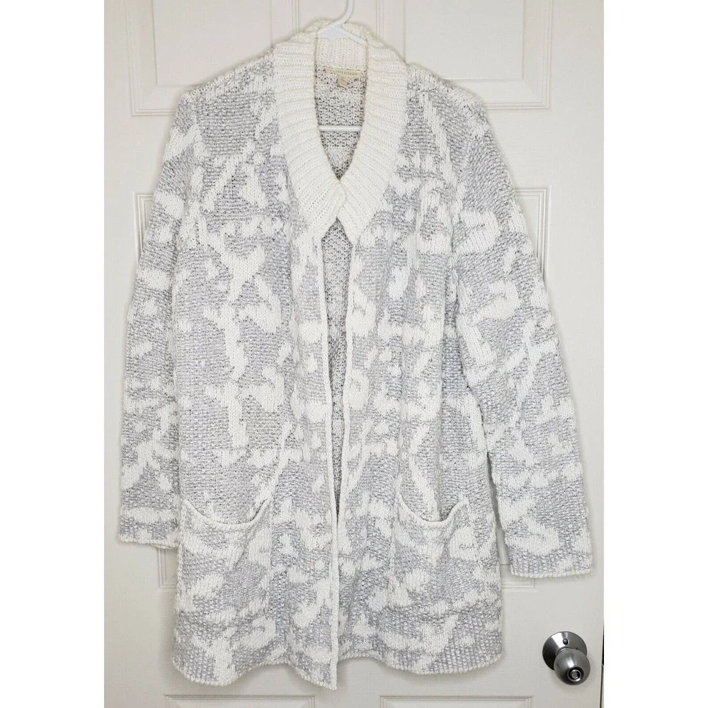 Eileen Fisher Large Duster Long Cardigan Sweater Organic Cotton - Picture 1 of 5